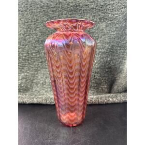Pink Vase Contains 1980 Mt St Helens Volcanic Ash by Glass Eye Studio Signed